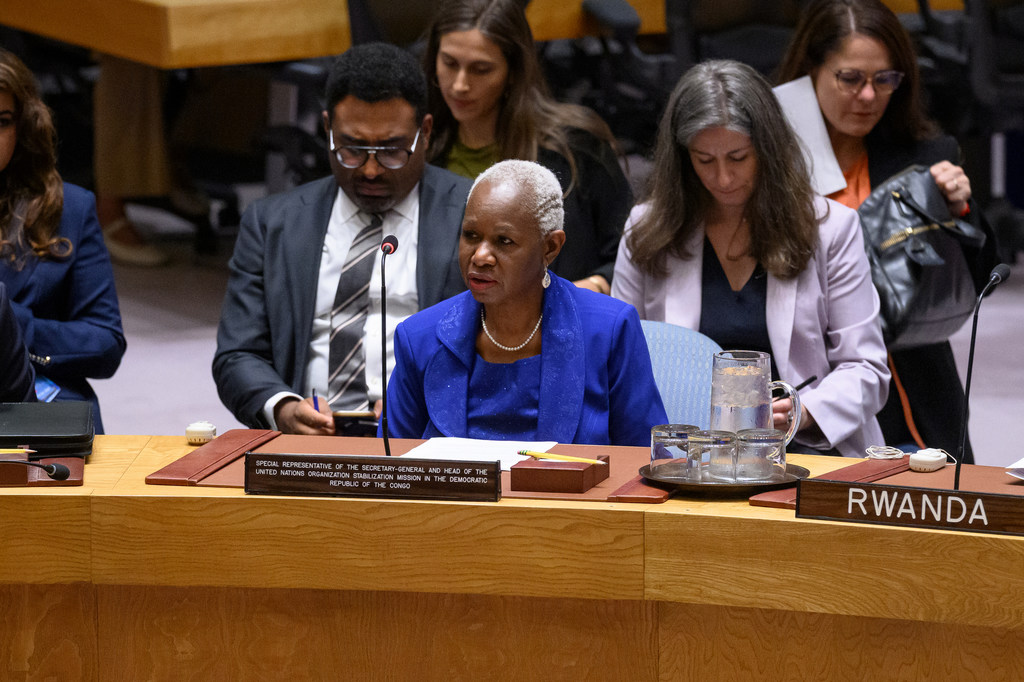 Bintou Keita, Special Representative of the Secretary-General and Head of the UN Organization Stabilization Mission in the Democratic Republic of the Congo (MONUSCO), briefs Security Council members on the situation in the country.